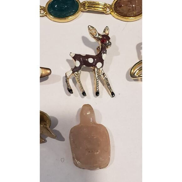 Vintage Lot Brooch Bracelet Insects Scarabs Animals Butterflies Bunny Bird Bees - Picture 16 of 16